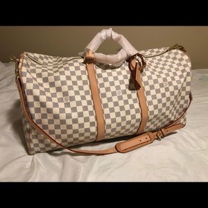 Inspired Damier Azur Luggage Bag cream color